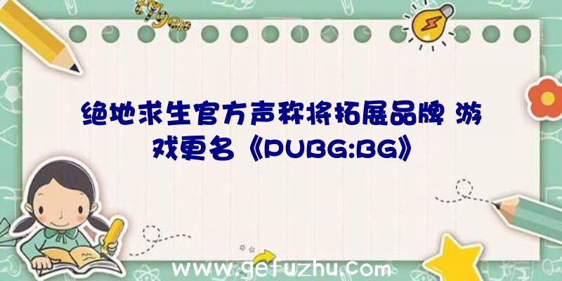 绝地求生官方声称将拓展品牌